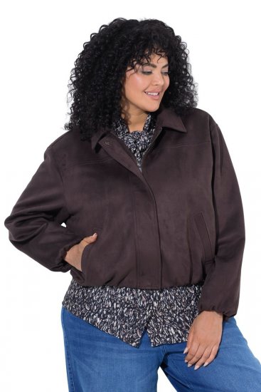 Ulla Popken 853792 Chaqueta de ante sintético Marrón - Chaquetas - Chaquetas para mujer en tallas grandes