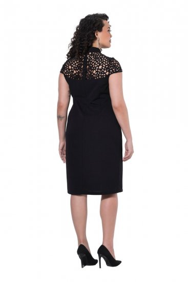 Ulla Popken 853808 Vestido de manga corta con cuello alto Negro - Vestidos - Vestidos para todas las tallas