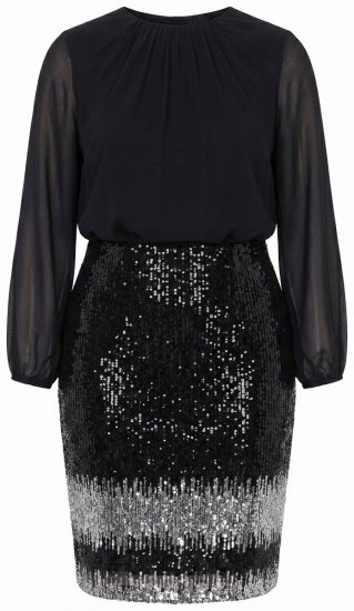 Ulla Popken 853810 Vestido de lentejuelas Negro - Vestidos de noche - Vestidos de fiesta de gran talla
