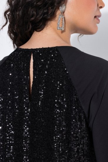 Ulla Popken 853871 Vestido de lentejuelas Negro - Vestidos de noche - Vestidos de fiesta de gran talla