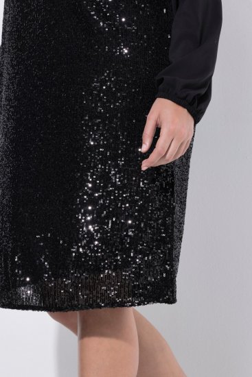 Ulla Popken 853871 Vestido de lentejuelas Negro - Vestidos de noche - Vestidos de fiesta de gran talla