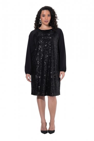 Ulla Popken 853871 Vestido de lentejuelas Negro - Vestidos de noche - Vestidos de fiesta de gran talla