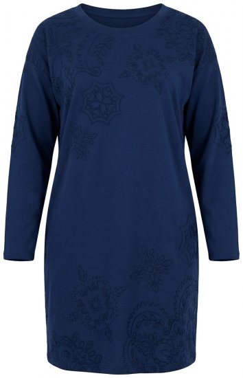Ulla Popken 853877 Vestido de felpa de flores Azul marino - Vestidos - Vestidos para todas las tallas