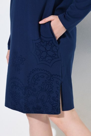 Ulla Popken 853877 Vestido de felpa de flores Azul marino - Vestidos - Vestidos para todas las tallas