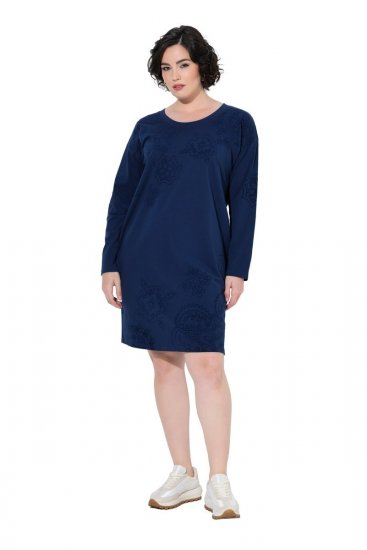 Ulla Popken 853877 Vestido de felpa de flores Azul marino - Vestidos - Vestidos para todas las tallas