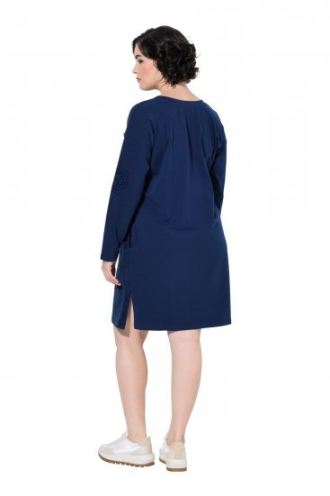 Ulla Popken 853877 Vestido de felpa de flores Azul marino - Vestidos - Vestidos para todas las tallas