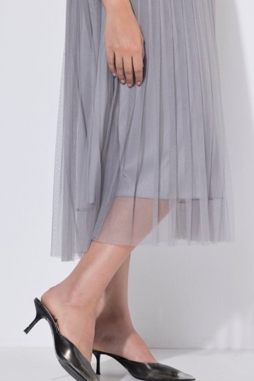 Ulla Popken 853879 Vestido midi evasé Gris - Vestidos midi - Vestidos midi de talla grande