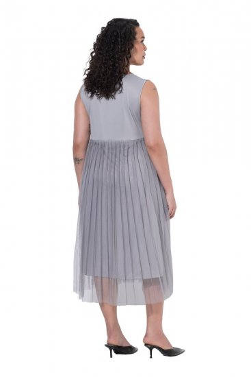 Ulla Popken 853879 Vestido midi evasé Gris - Vestidos midi - Vestidos midi de talla grande