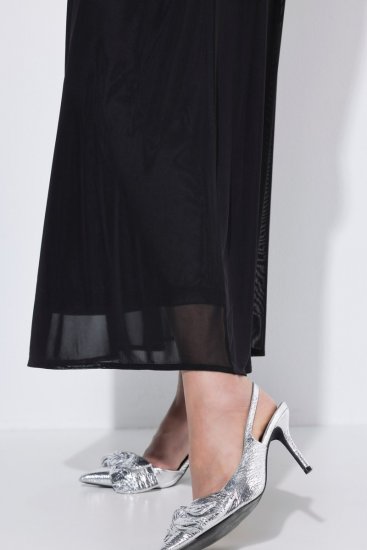 Ulla Popken 854031 Vestido de gasa de manga corta Negro - Vestidos de noche - Vestidos de fiesta de gran talla