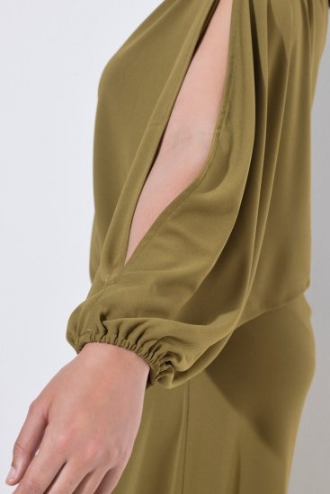 Ulla Popken 854048 Vestido largo de manga larga Verde oliva - Vestidos maxi - Vestidos largos en tallas grandes