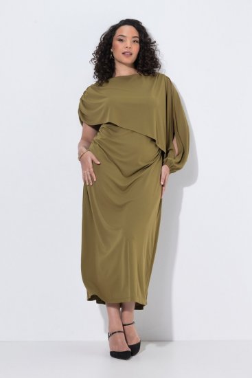 Ulla Popken 854048 Vestido largo de manga larga Verde oliva - Vestidos maxi - Vestidos largos en tallas grandes