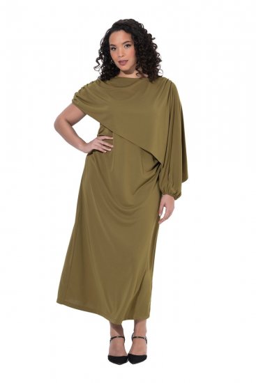 Ulla Popken 854048 Vestido largo de manga larga Verde oliva - Vestidos maxi - Vestidos largos en tallas grandes