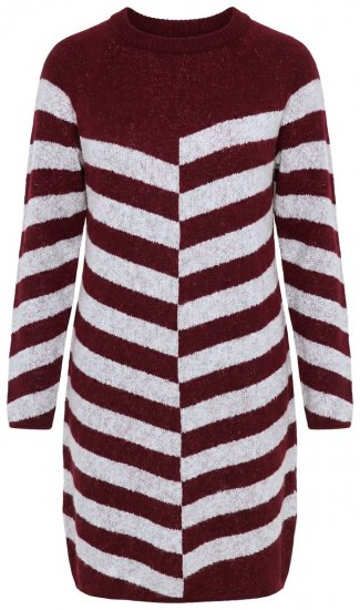 Ulla Popken 854095 Vestido de punto de rayas Burdeos - Vestidos - Vestidos para todas las tallas