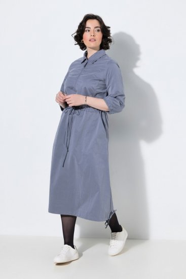 Ulla Popken 854413 Vestido midi con cordón Gris - Vestidos midi - Vestidos midi de talla grande