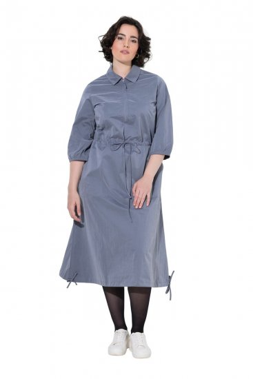 Ulla Popken 854413 Vestido midi con cordón Gris - Vestidos midi - Vestidos midi de talla grande