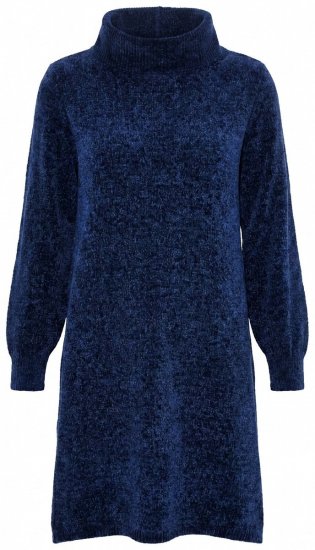 Ulla Popken 854602 Vestido de punto de manga larga con cuello alto Azul marino - Vestidos - Vestidos para todas las tallas