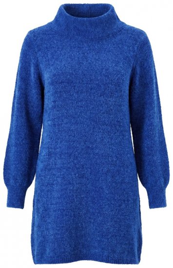 Ulla Popken 854602 Vestido de punto de manga larga con cuello alto Azul - Vestidos - Vestidos para todas las tallas