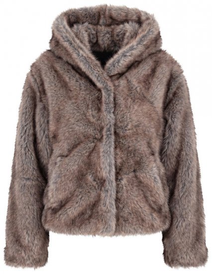 Ulla Popken 854617 Chaqueta de pelo sintético Beige - Chaquetas - Chaquetas para mujer en tallas grandes