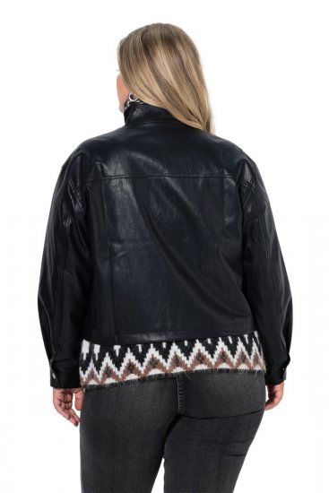 Ulla Popken 854795 Chaqueta biker de polipiel Negro - Chaquetas - Chaquetas para mujer en tallas grandes