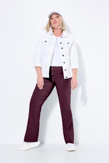 Ulla Popken 854910 Pantalón elástico abrigado con cintura elástica Berenjena - Pantalones de tela - Pantalones anchos de tela para mujer
