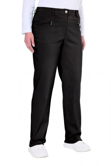 Ulla Popken 854987 Pantalón elástico abrigado con cinturilla cómoda Negro - Pantalones de tela - Pantalones anchos de tela para mujer