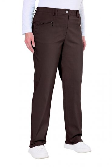 Ulla Popken 854987 Pantalón elástico abrigado con cinturilla cómoda Marrón caoba - Pantalones de tela - Pantalones anchos de tela para mujer