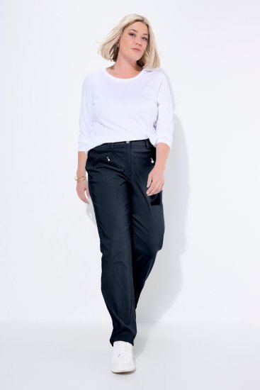 Ulla Popken 854987 Pantalón elástico abrigado con cinturilla cómoda Azul marino - Pantalones de tela - Pantalones anchos de tela para mujer