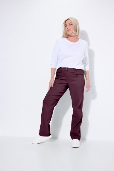 Ulla Popken 854987 Pantalón elástico abrigado con cinturilla cómoda Berenjena - Pantalones de tela - Pantalones anchos de tela para mujer