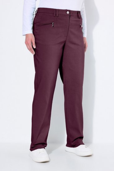 Ulla Popken 854987 Pantalón elástico abrigado con cinturilla cómoda Berenjena - Pantalones de tela - Pantalones anchos de tela para mujer