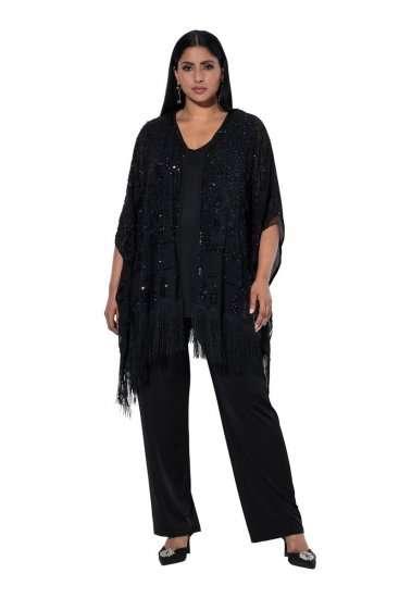 Ulla Popken 855134 Chaqueta de lentejuelas Negro - Chaquetas - Chaquetas para mujer en tallas grandes