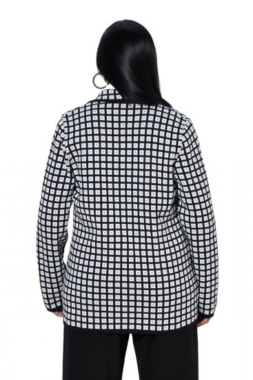 Ulla Popken 855173 Blazer de punto a cuadros Blanco roto - Blazers - Blazers en tallas grandes para mujer
