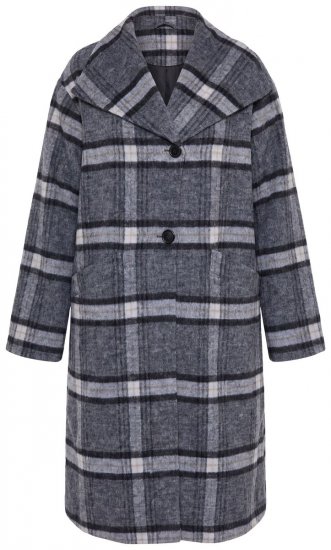 Ulla Popken 855250 Abrigo de lana asimétrico con cuello ancho Gris jaspeado - Abrigos - Abrigos de talla grande