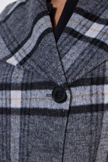 Ulla Popken 855250 Abrigo de lana asimétrico con cuello ancho Gris jaspeado - Abrigos - Abrigos de talla grande