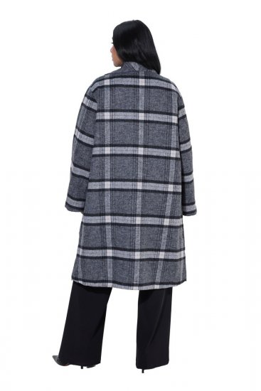 Ulla Popken 855250 Abrigo de lana asimétrico con cuello ancho Gris jaspeado - Abrigos - Abrigos de talla grande