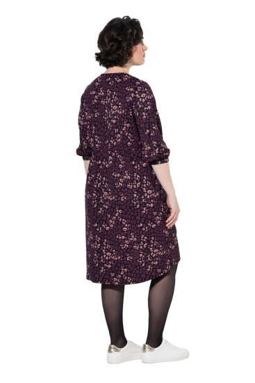 Ulla Popken 855270 Vestido de jersey estampado con cuello de pico Negro - Vestidos de punto jersey - 
