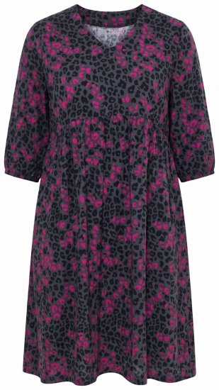 Ulla Popken 855270 Vestido de jersey estampado con cuello de pico Antracita - Vestidos de punto jersey - 