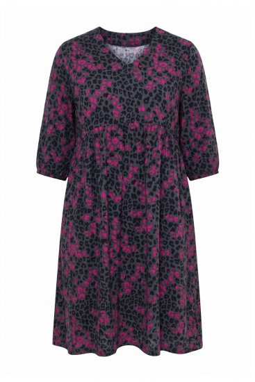 Ulla Popken 855270 Vestido de jersey estampado con cuello de pico Antracita - Vestidos de punto jersey - 