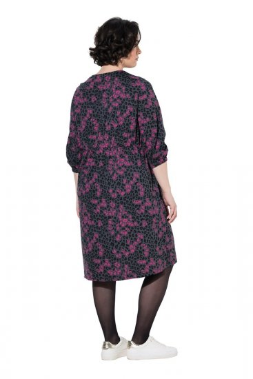 Ulla Popken 855270 Vestido de jersey estampado con cuello de pico Antracita - Vestidos de punto jersey - 