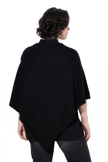 Ulla Popken 855277 Poncho de punto con bajo en pico y cuello barco Negro - Ponchos y capas - 