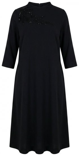 Ulla Popken 855373 Vestido de jersey estampado Negro - Vestidos de punto jersey - 
