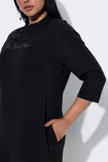 Ulla Popken 855373 Vestido de jersey estampado Negro - Vestidos de punto jersey - 