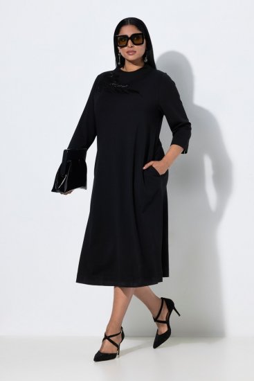 Ulla Popken 855373 Vestido de jersey estampado Negro - Vestidos de punto jersey - 