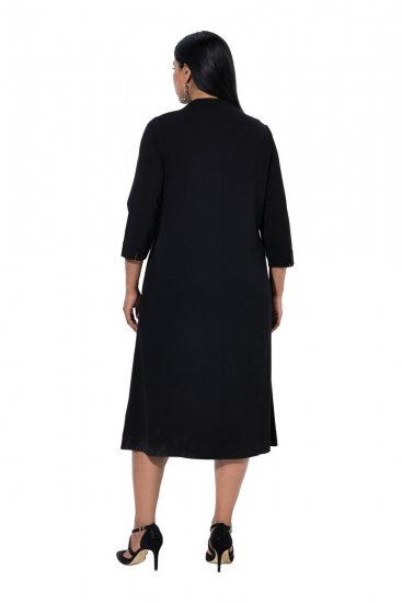 Ulla Popken 855373 Vestido de jersey estampado Negro - Vestidos de punto jersey - 