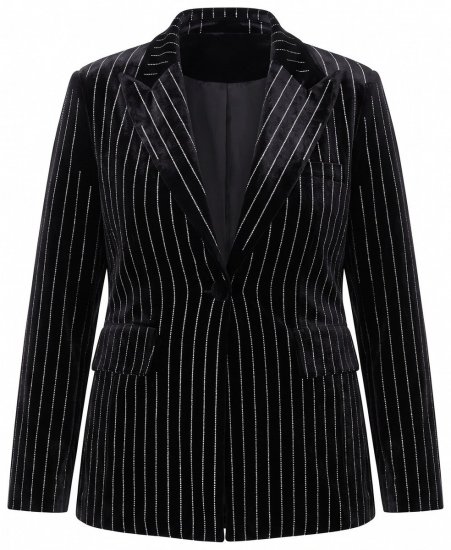 Ulla Popken 855499 Blazer de terciopelo con strass Negro - Blazers - Blazers en tallas grandes para mujer