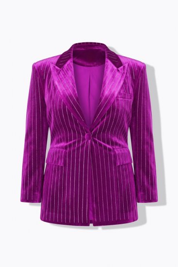 Ulla Popken 855499 Blazer de terciopelo con strass Magenta - Blazers - Blazers en tallas grandes para mujer