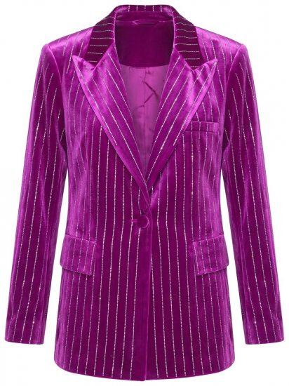 Ulla Popken 855499 Blazer de terciopelo con strass Magenta - Blazers - Blazers en tallas grandes para mujer