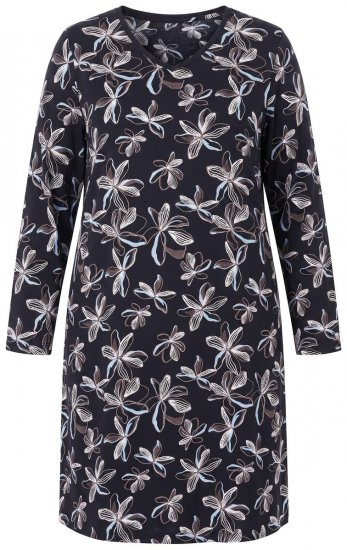 Ulla Popken 856129 Camisón de flores de algodón orgánico Negro - Camisones -