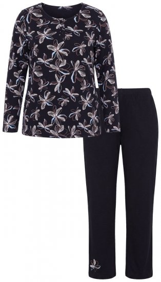 Ulla Popken 856134 Pijama de flores Negro - Pijamas/ropa de estar en casa - 