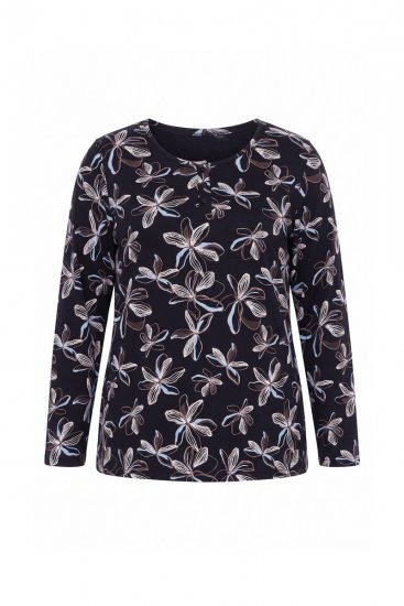 Ulla Popken 856134 Pijama de flores Negro - Pijamas/ropa de estar en casa - 