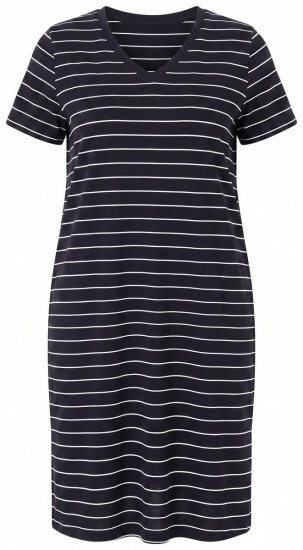 Ulla Popken 856135 Camisón de rayas de algodón orgánico Negro - Camisones -